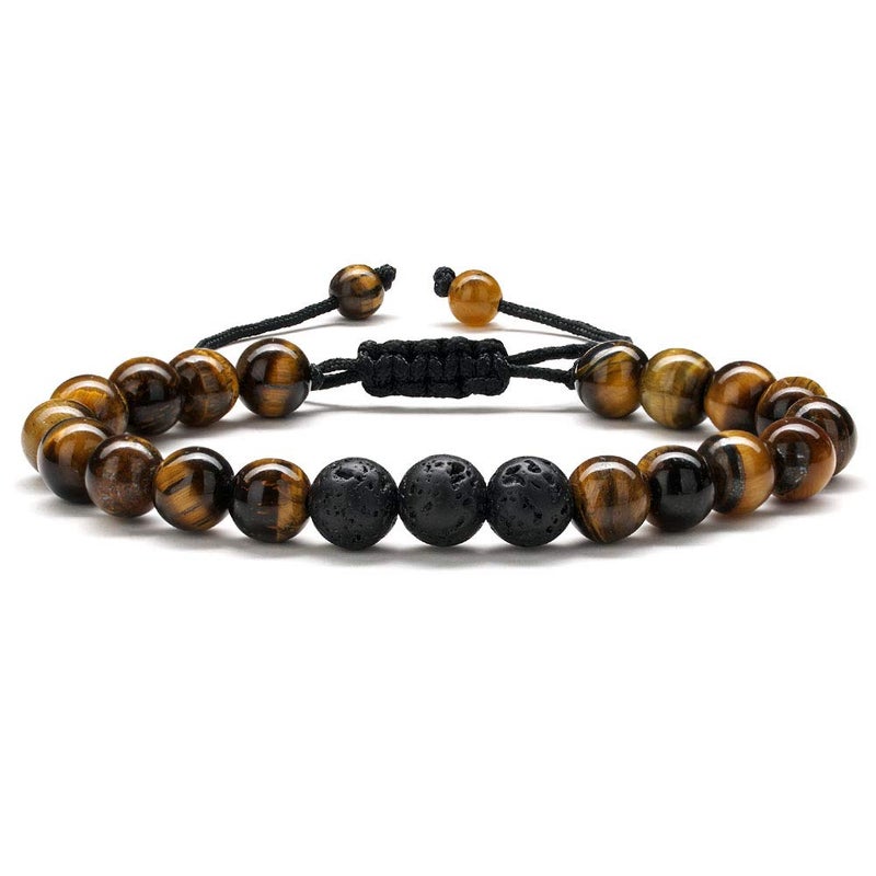 M MOOHAM Gifts for Men Bracelets - Beaded Tiger Eye Lava Rock Bracelets for Men Unique Personalized Birthday Gifts - Image 1